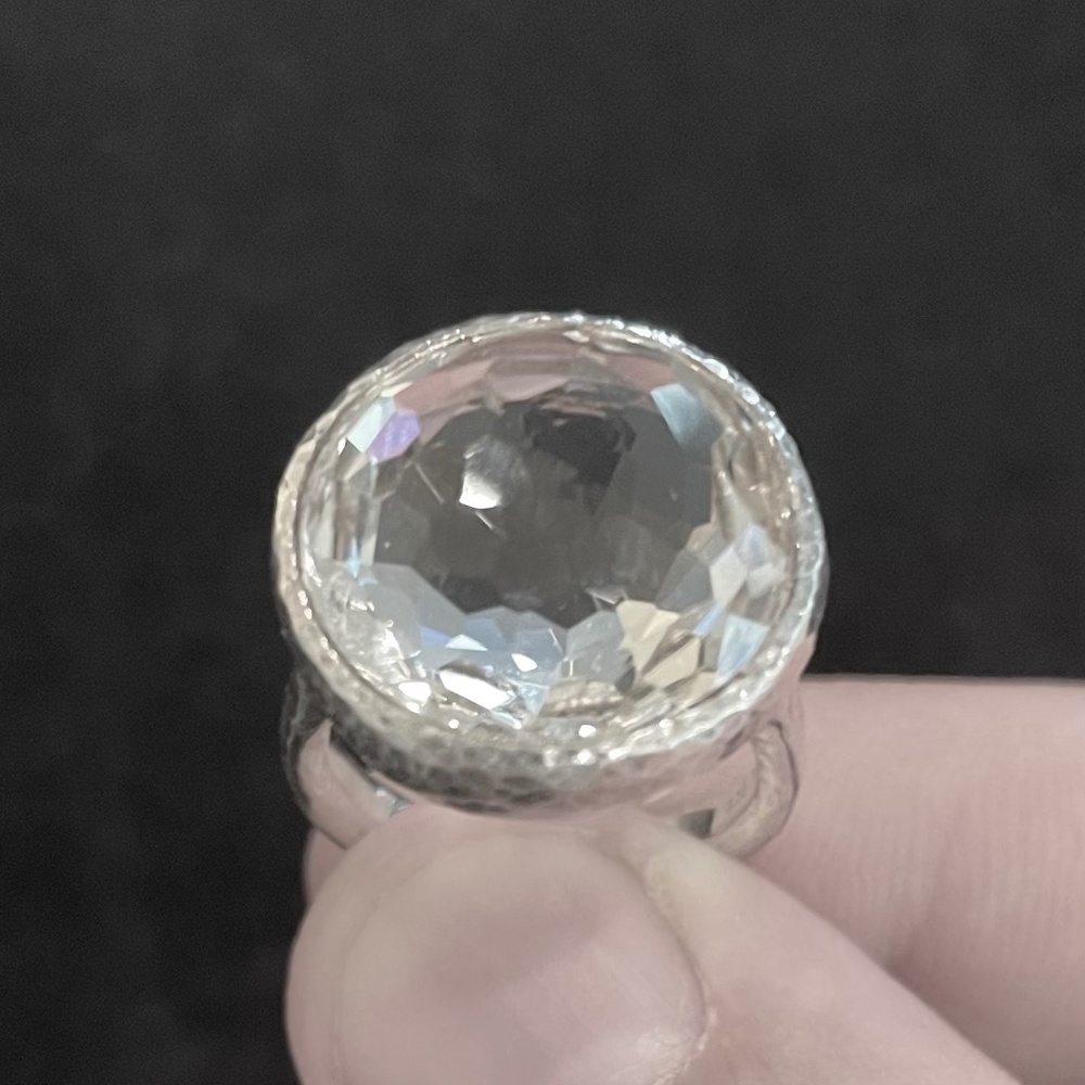 Lovely Hammered Ippolita Silver and White Topaz Ring